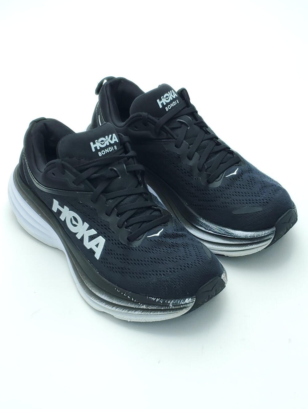 ​Hoka One One Bondi 8 Black White Running Shoes Womens Size 9 Walking Activewear